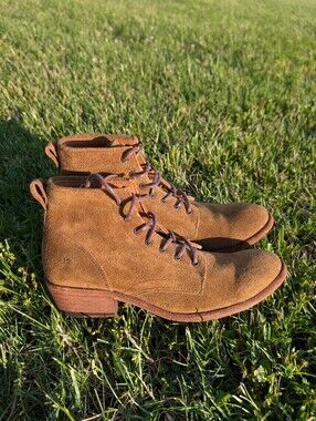 🤎EUC Frye Carson #5914 Suede Leather Lace Up Olive Suede Ankle Boots, 6.5